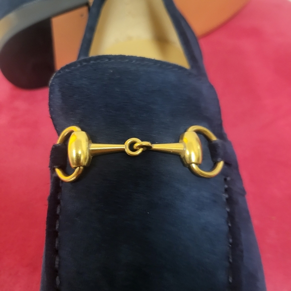GUCCI Jordaan Horsebit Blue Suede Loafers.. - Picture 8 of 10